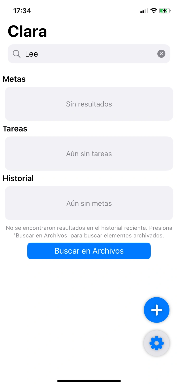 CTA para buscar en archivos cuando no hay resultados recientes