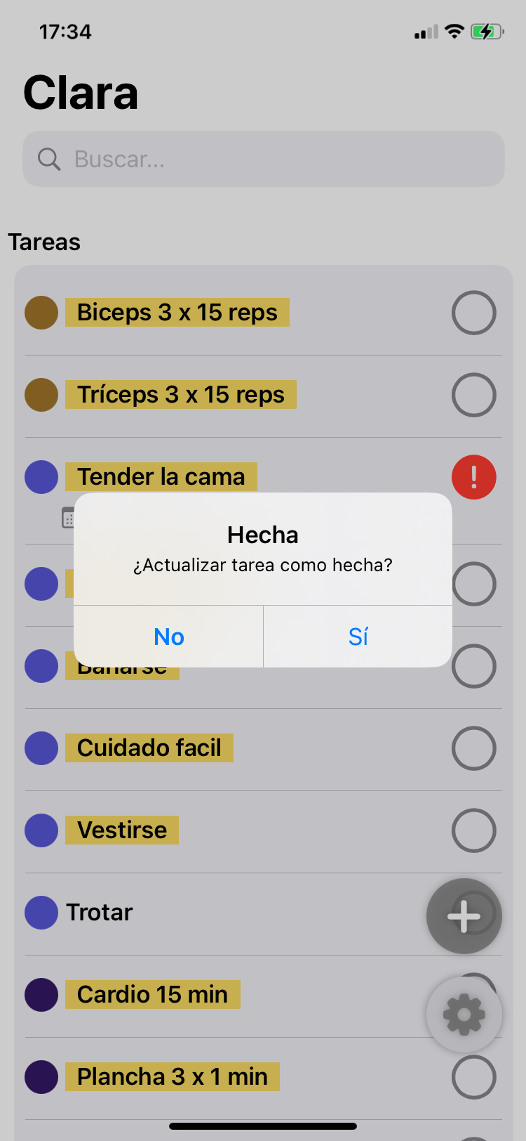 Task completion confirmation dialog