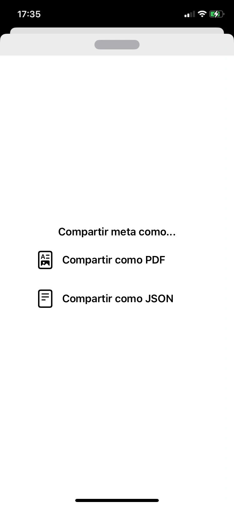 Opciones de exportación: PDF o JSON