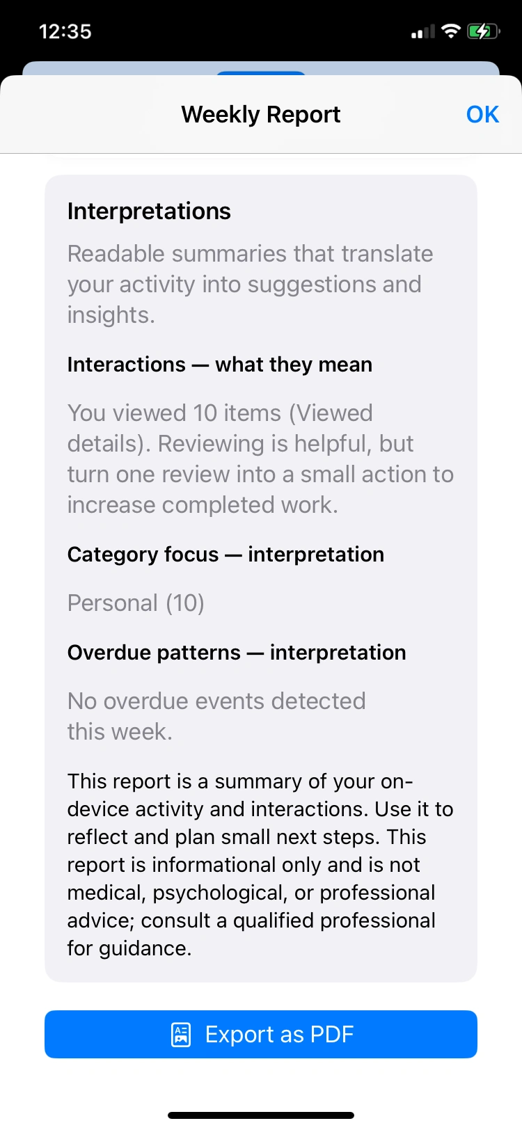Weekly Report - Insights Interpretation